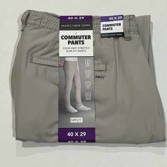 Marc New York 40x29 Men’s Commuter Pants Four Way Stretch Slim Fit Pants - New - Picture 1 of 5